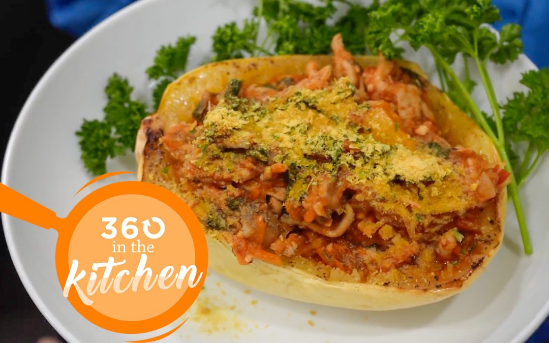 360 In the Kitchen: Chicken Vegetable Bolognese on Spaghetti Squash